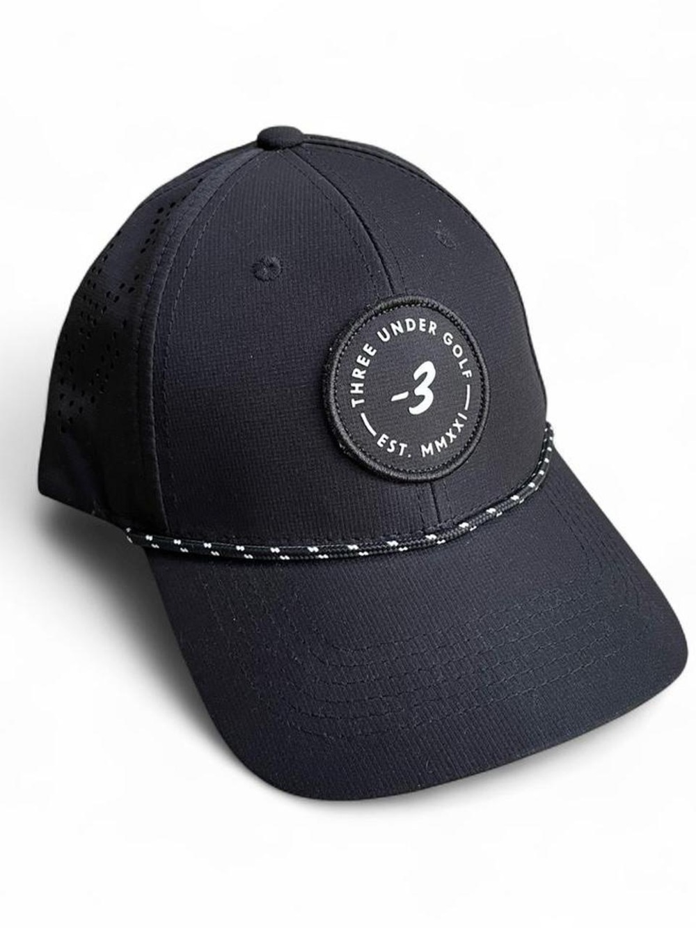 Men's Three Under Golf Black Rope Snapback Hat